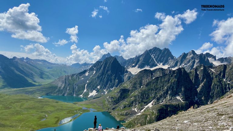 Vishansar and Kishansar Lake together in the frame from Gadsar Pass - Kashmir Great Lakes Trek, Premium