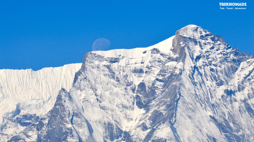 Moon with the mountain