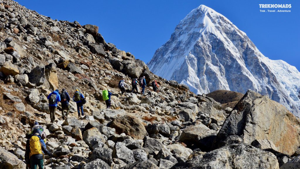 mountain climb, everest region, pumori